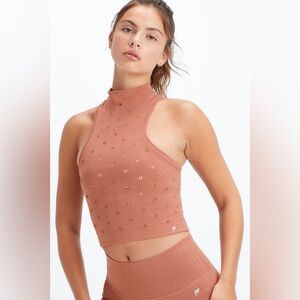 Fabletics Brown Frances SculptKnit Mock Neck Tank Top Women’s Size Medium